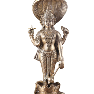 Brass Lord Vishnu Standing with Sheshanaag | 17.5" x 7" x 5" (44.45 x 18 x 12.5 cm) | 7 kg Sacred Art | Divine Lotus Sacred Murti